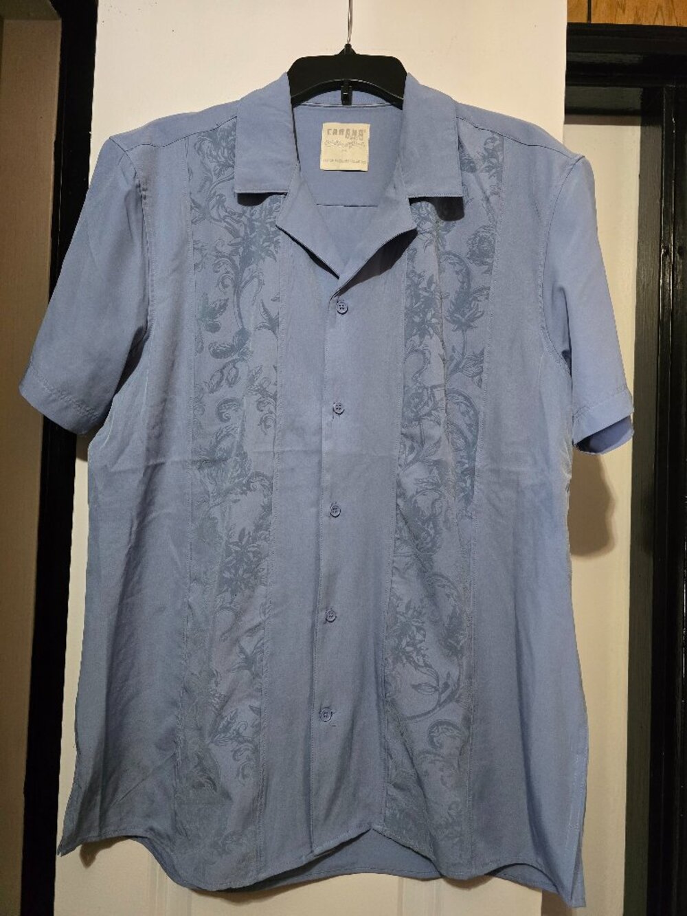 Cabana Fashions Men's Light Blue Short-Sleeve Button Down Shirt - Large